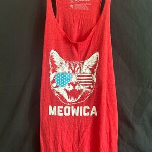 Red Meowica Cat Tank Top